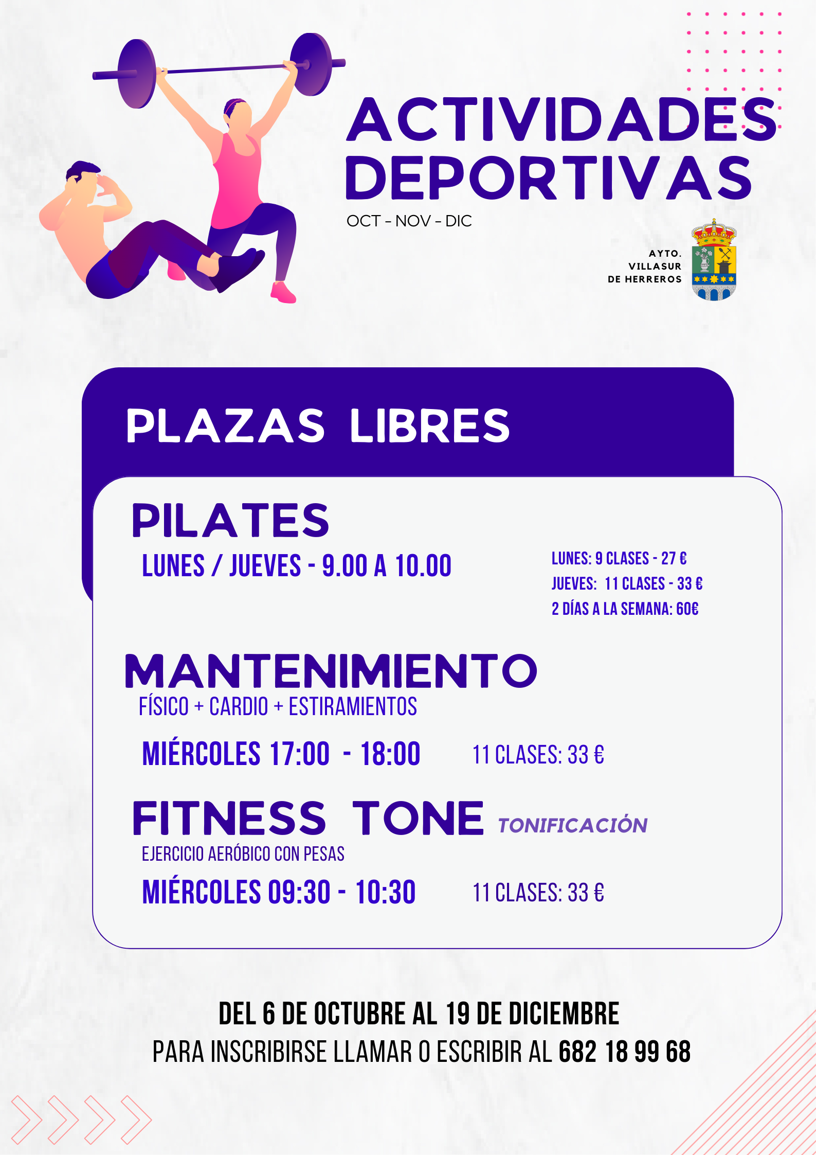 Actividades deportivas Octubre - Diciembre
