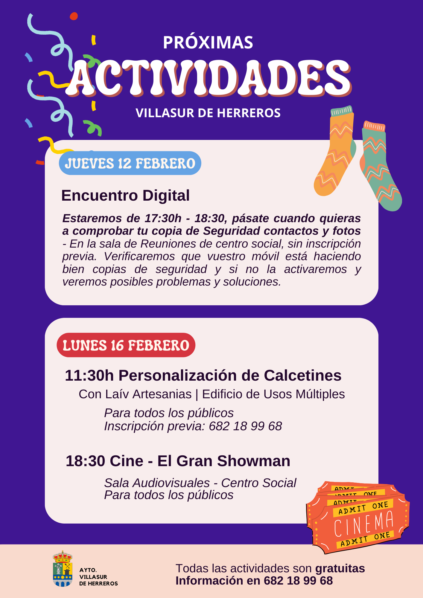 Próximas actividades en Villasur de Herreros