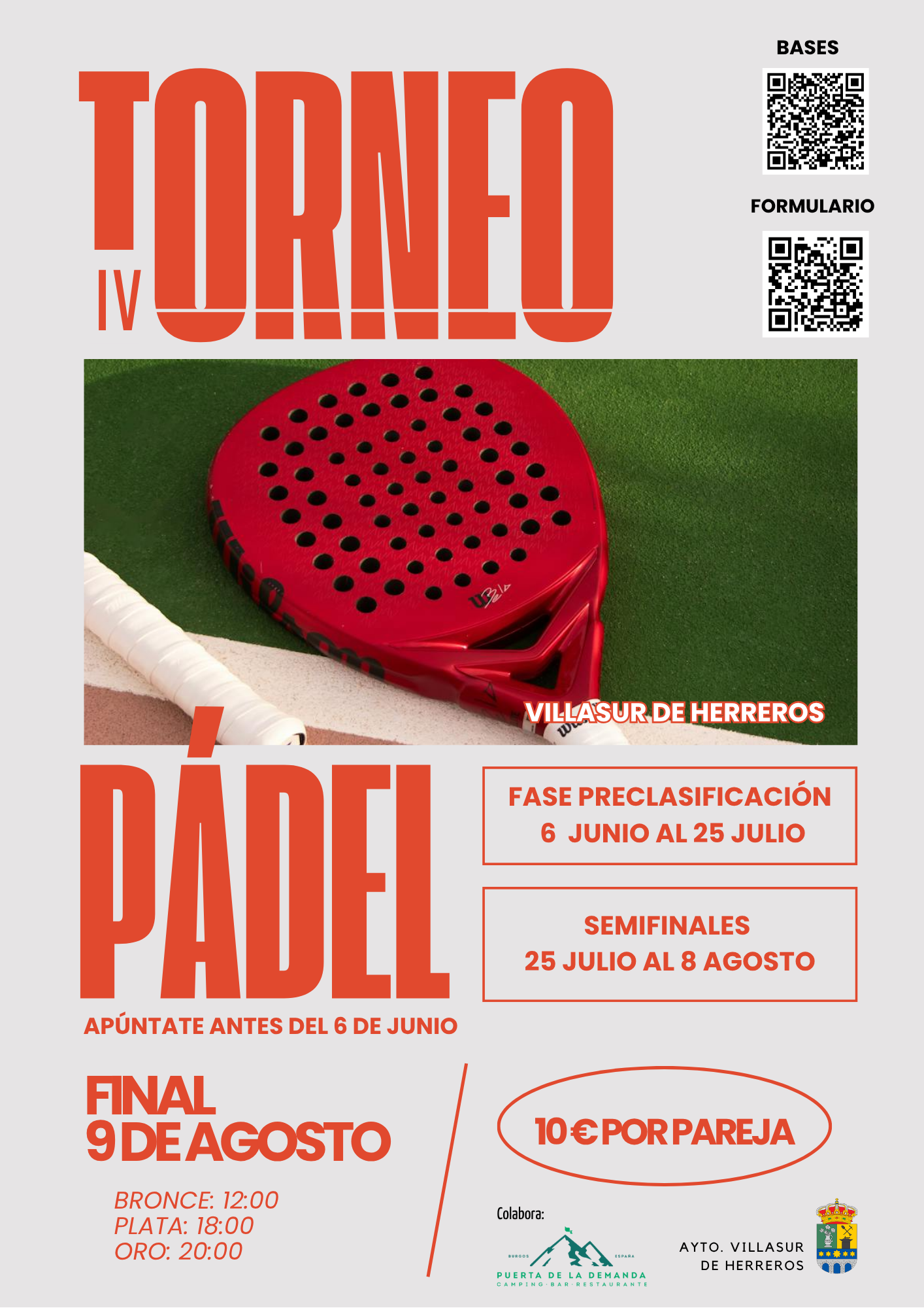 🎾 IV Torneo de Pádel – Villasur de Herreros